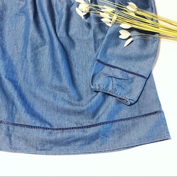 SWEET WANDERER Off-the-Shoulder Chambray Top - Picture 3 of 6